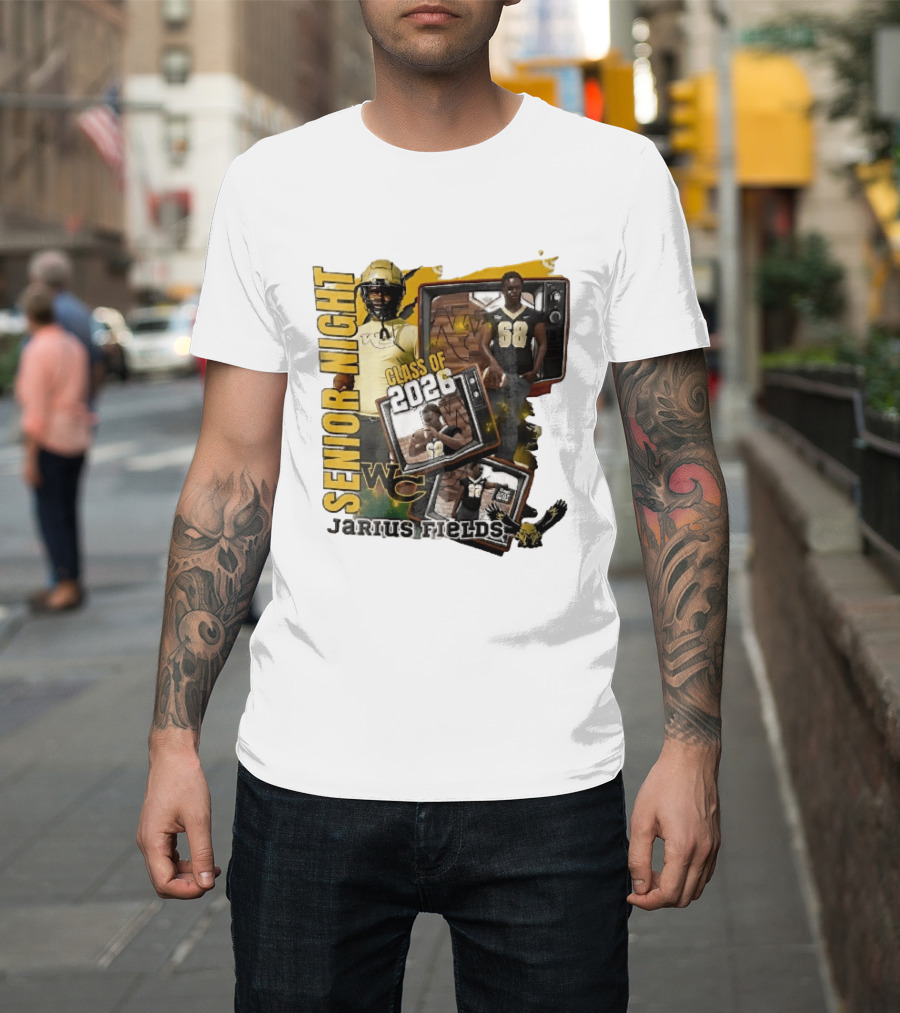 Senior Night Jarius Fields Class Of 2026 WC Football Player Collage T-Shirt