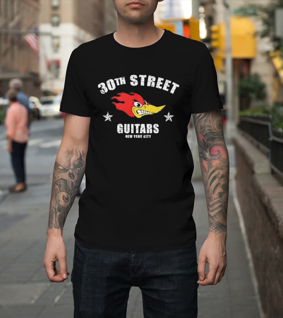 30th Street Guitars Bird New York City Stars T-Shirt