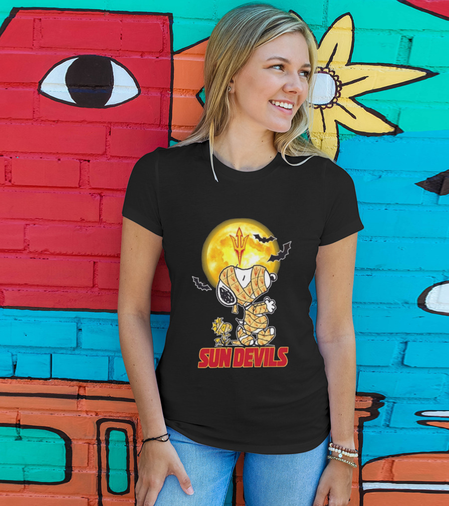 Arizona State Sun Devils Snoopy Woodstock Cosplay Mummy Halloween T-Shirt