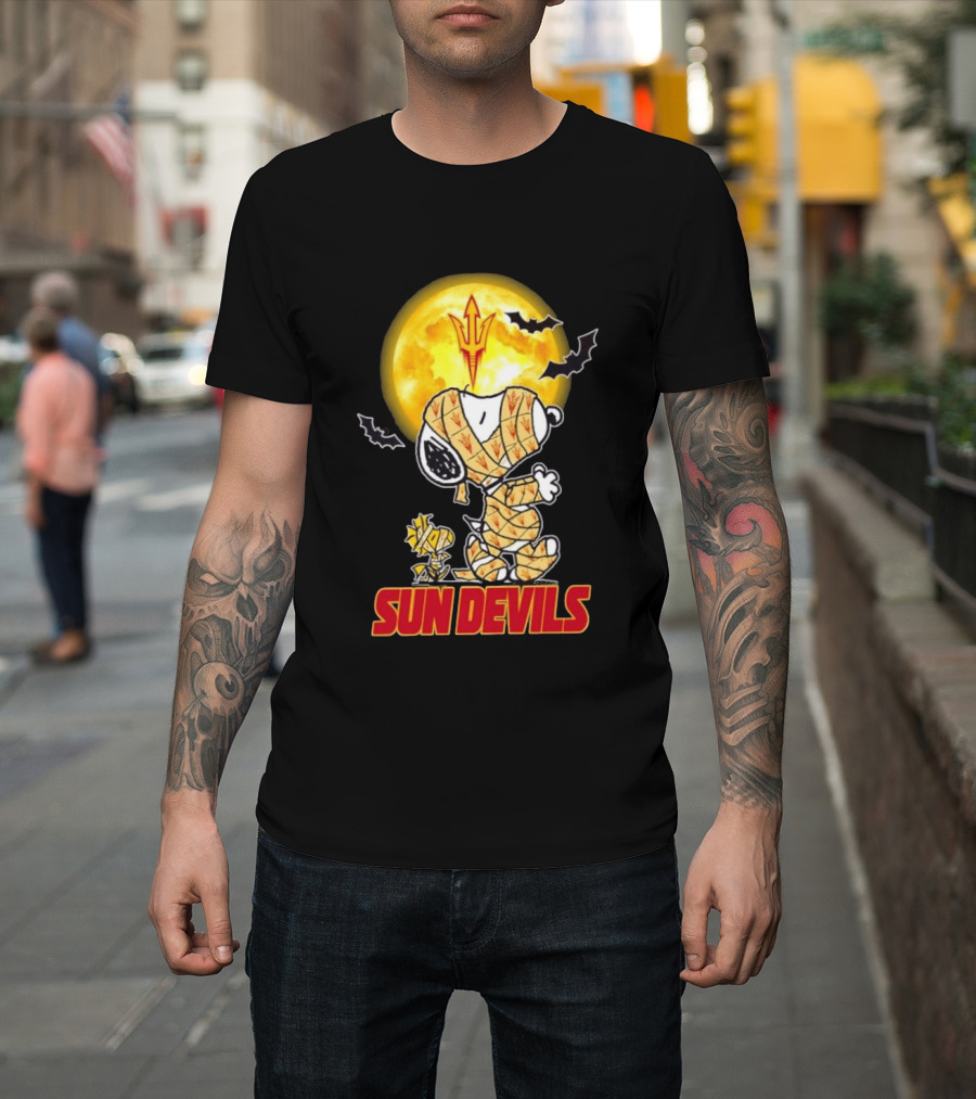 Arizona State Sun Devils Snoopy Woodstock Cosplay Mummy Halloween T-Shirt