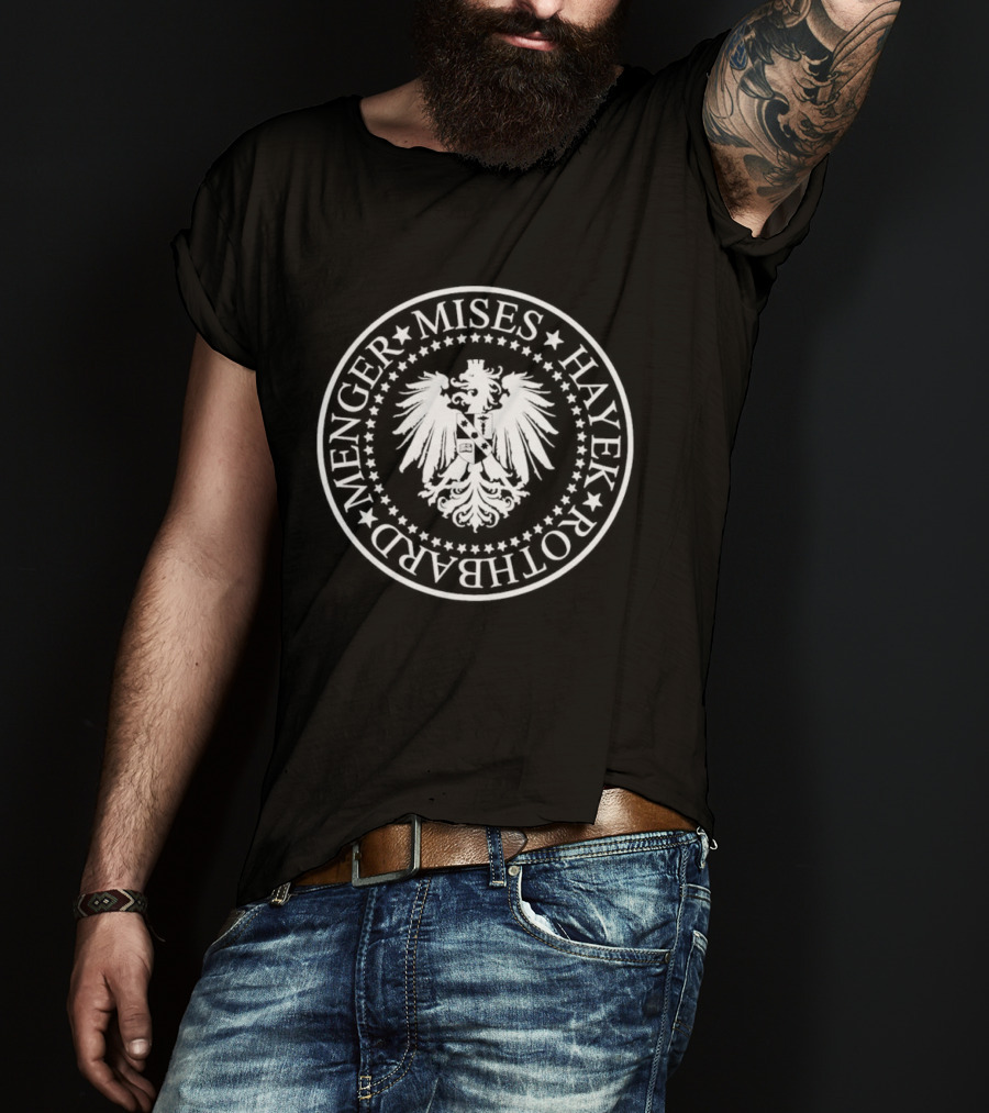 Austrian School Of Economics Mises Hayek Rothbard Menger Crest T-Shirt