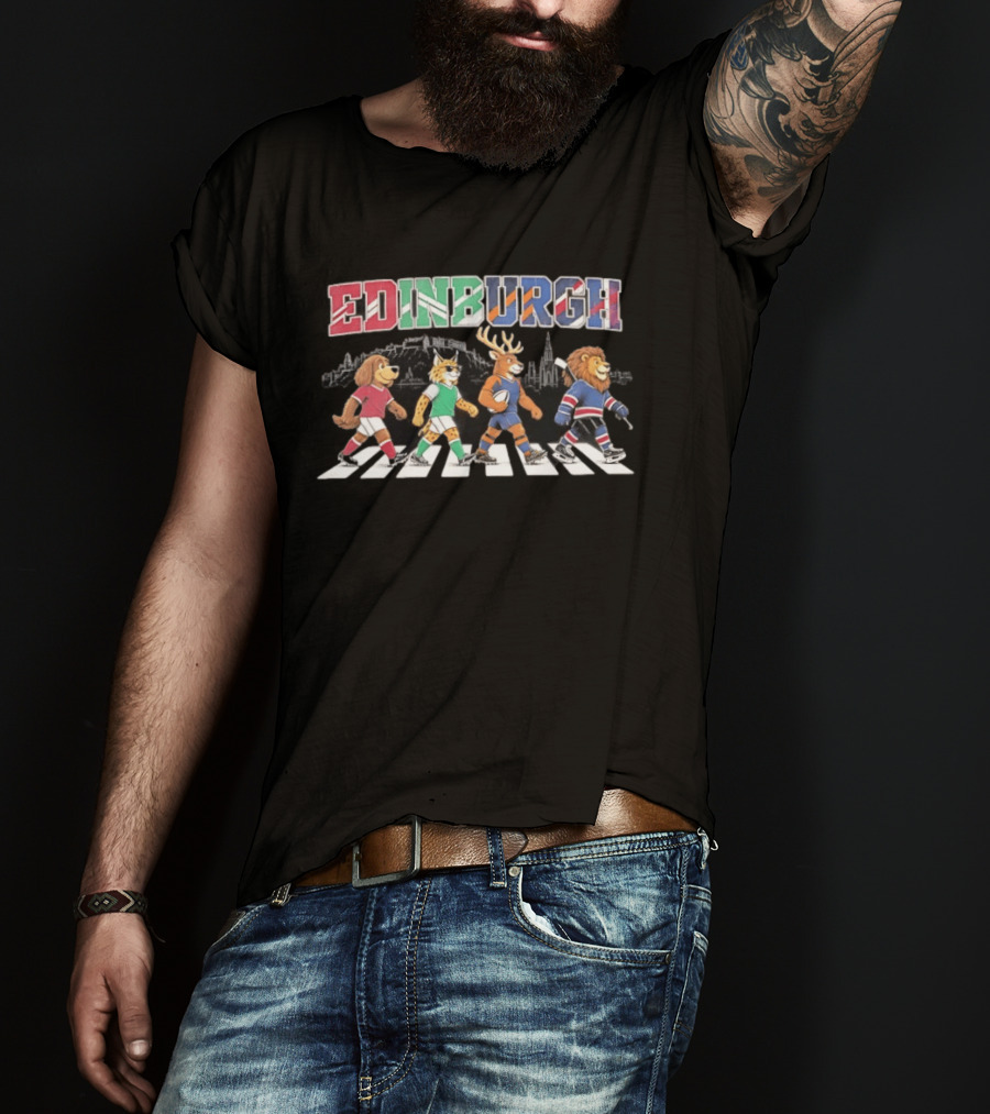 Edinburgh Animal Sports Crossing Abbey Road Football Rugby Hockey T-Shirt