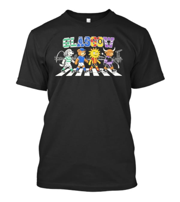 Glasgow Animals Crossing Iconic Abbey Road Rugby Football Soccer T-Shirt