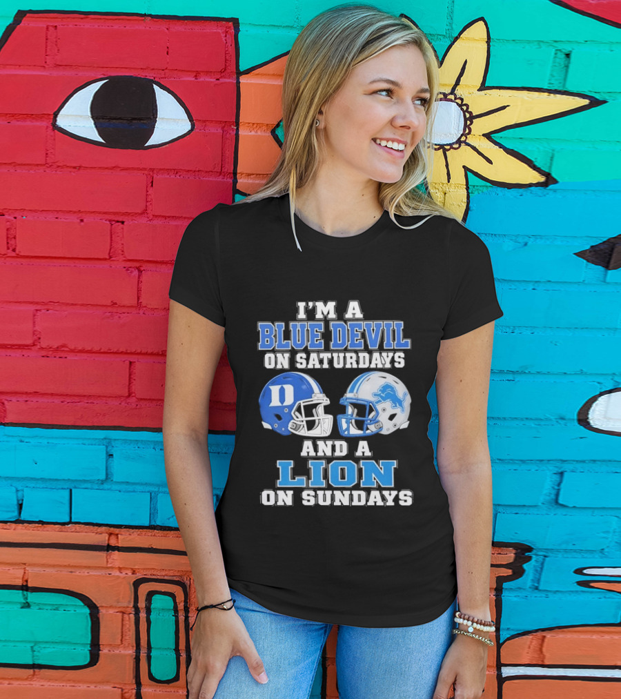 I'm A Blue Devil On Saturdays And A Lion On Sundays Helmets T-Shirt