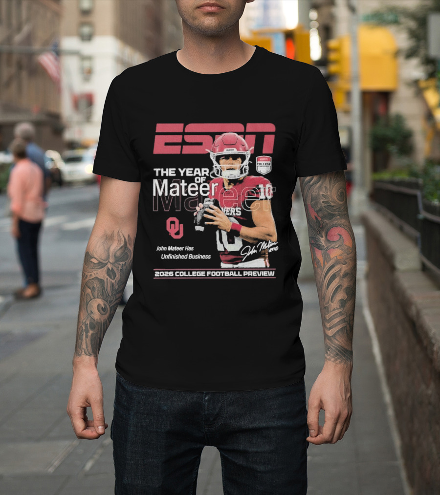 ESPN The Year Of Mateer 2026 College Football Preview John Mateer Has Unfinished Business T-Shirt