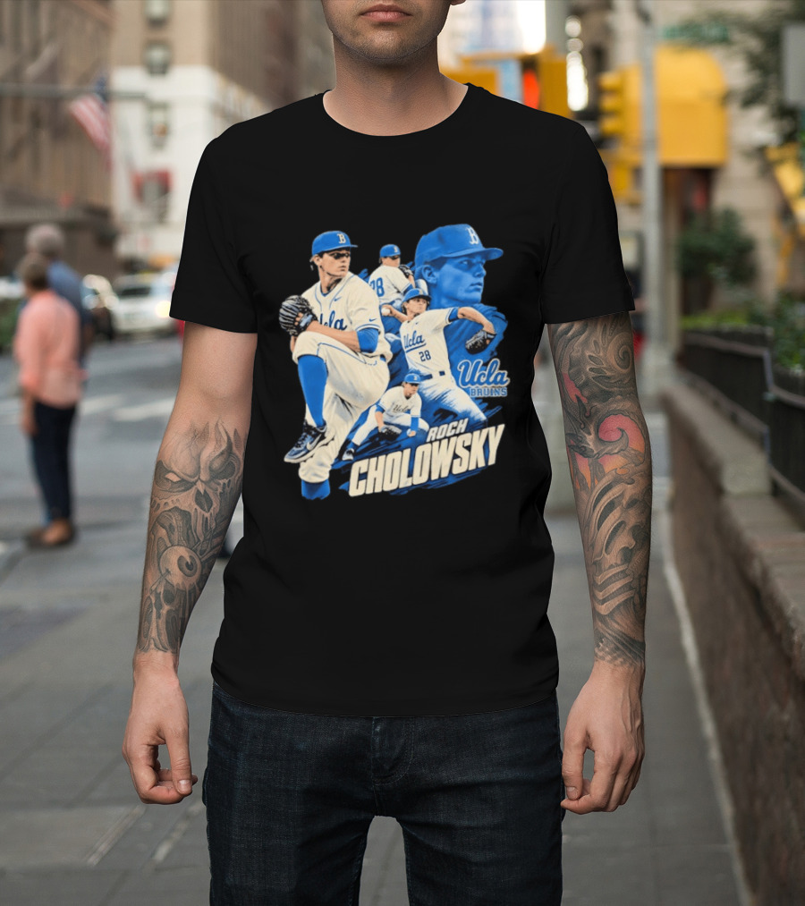 UCLA Bruins Roch Cholowsky 2026 Player Collage Baseball Pitcher Collection T-Shirt