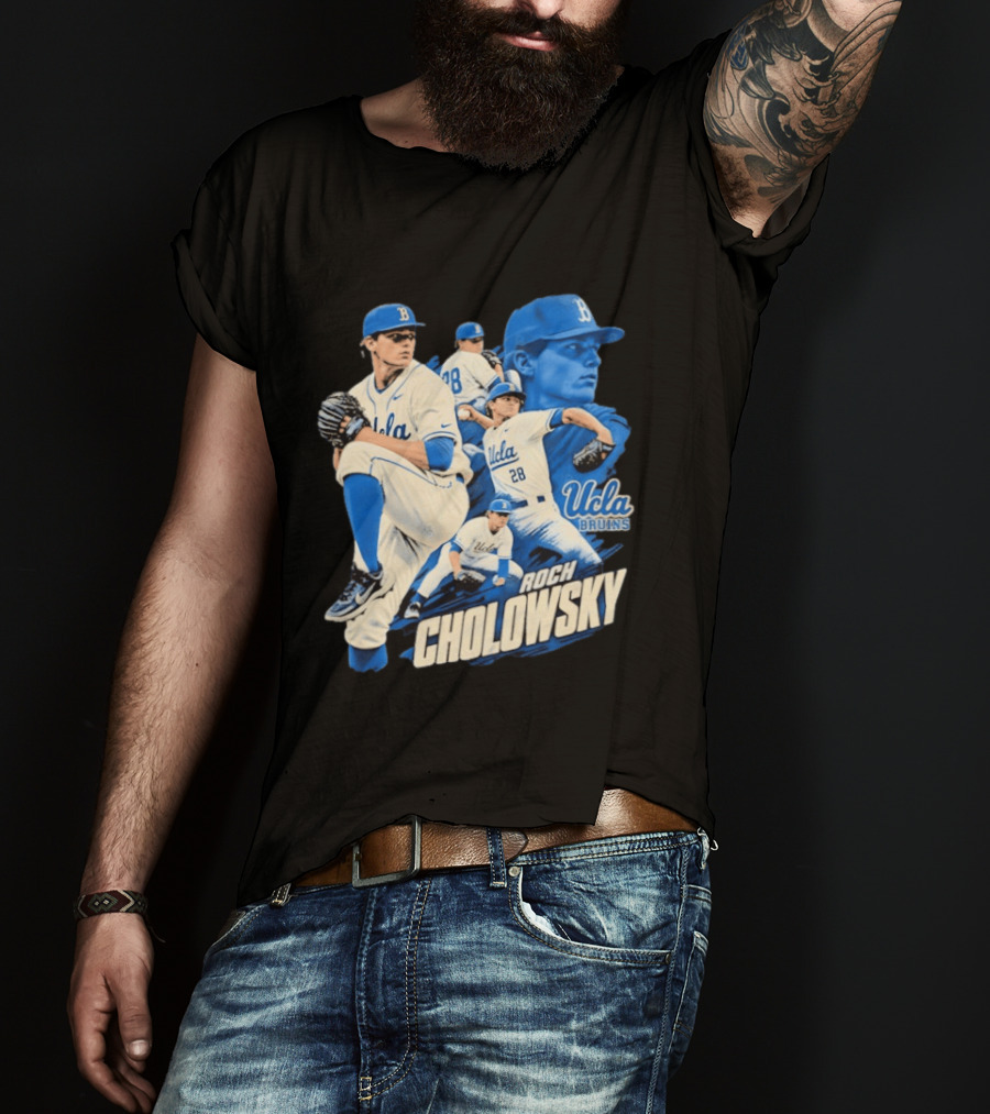 UCLA Bruins Roch Cholowsky 2026 Player Collage Baseball Pitcher Collection T-Shirt