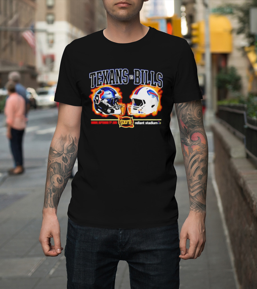 Texans Vs Bills Sunday September 13th 2026 Reliant Stadium Helmet Showdown T-Shirt