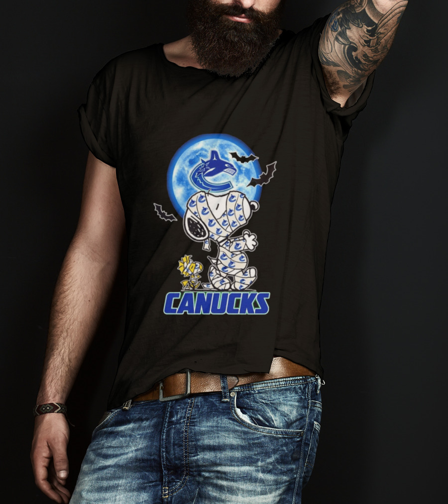 Vancouver Canucks Snoopy And Woodstock Mummy Halloween T-Shirt
