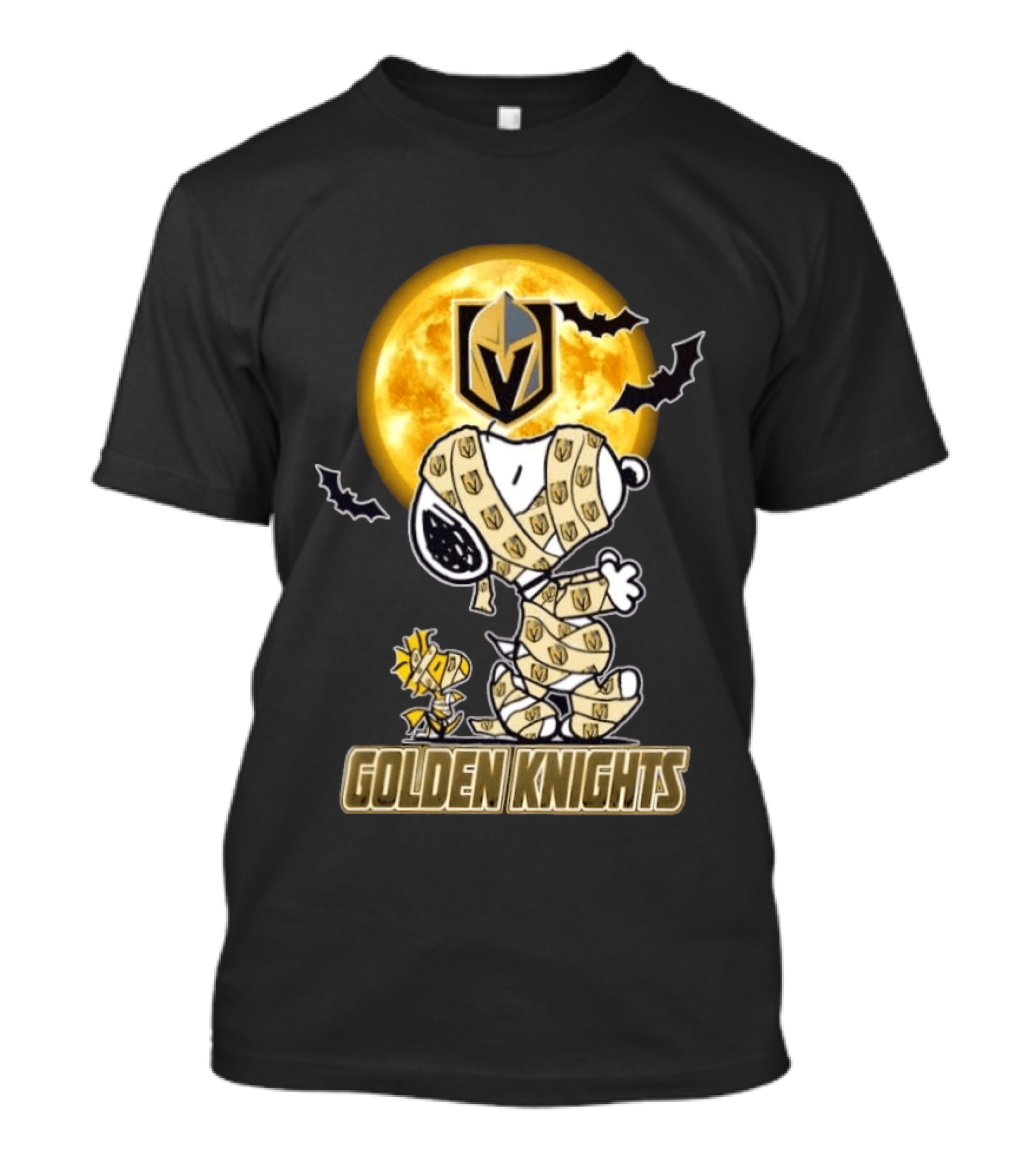 Vegas Golden Knights Snoopy Woodstock Mummy Halloween Moon T-Shirt