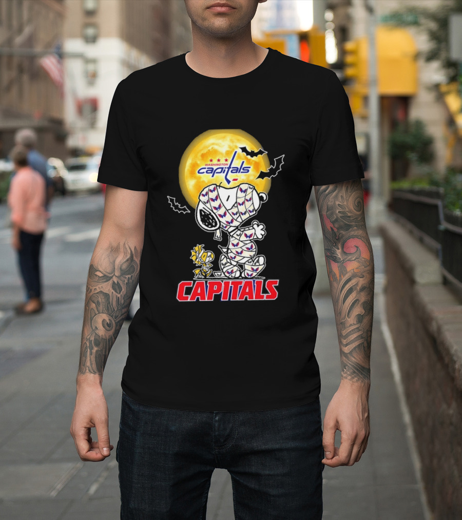 Washington Capitals Snoopy Woodstock Halloween Mummy Cosplay T-Shirt