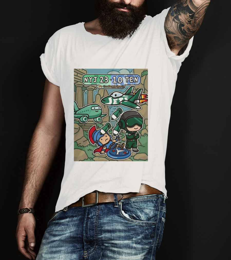 NYJ 23 10 TEN CornDoggy Sports New York Jets Tennessee Titans Fan T-Shirt