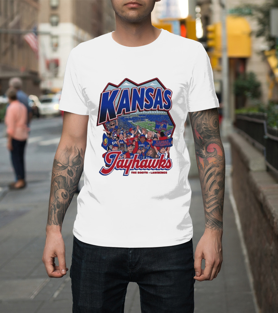 Kansas Jayhawks The Booth Lawrence Kansas Memorial Stadium Game Day Crowd T-Shirt