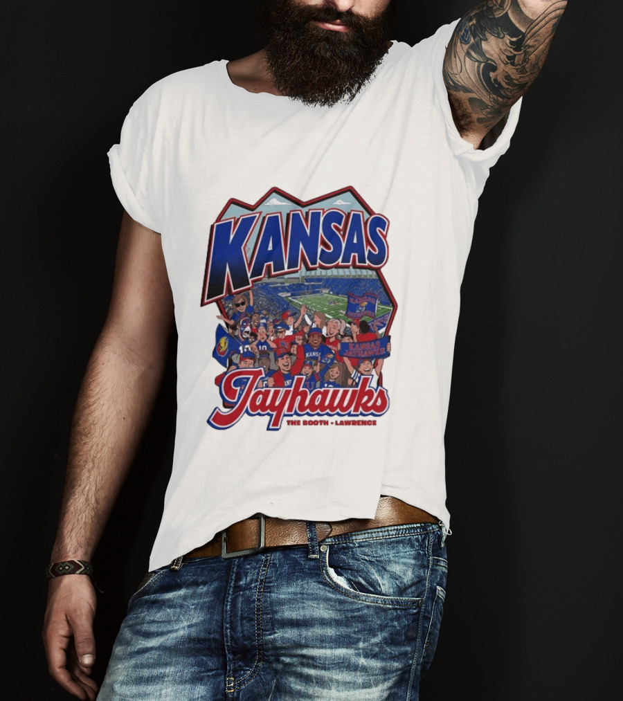 Kansas Jayhawks The Booth Lawrence Kansas Memorial Stadium Game Day Crowd T-Shirt