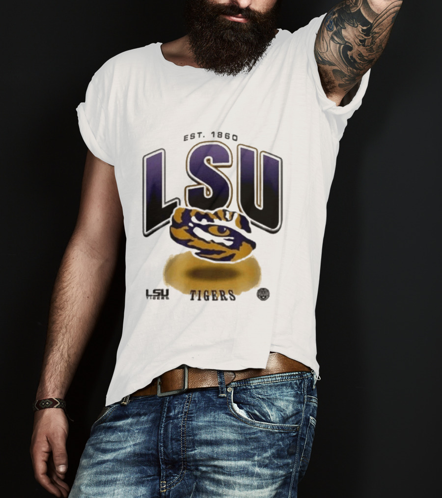LSU Tigers Est. 1860 Bold Letter Tiger T-Shirt