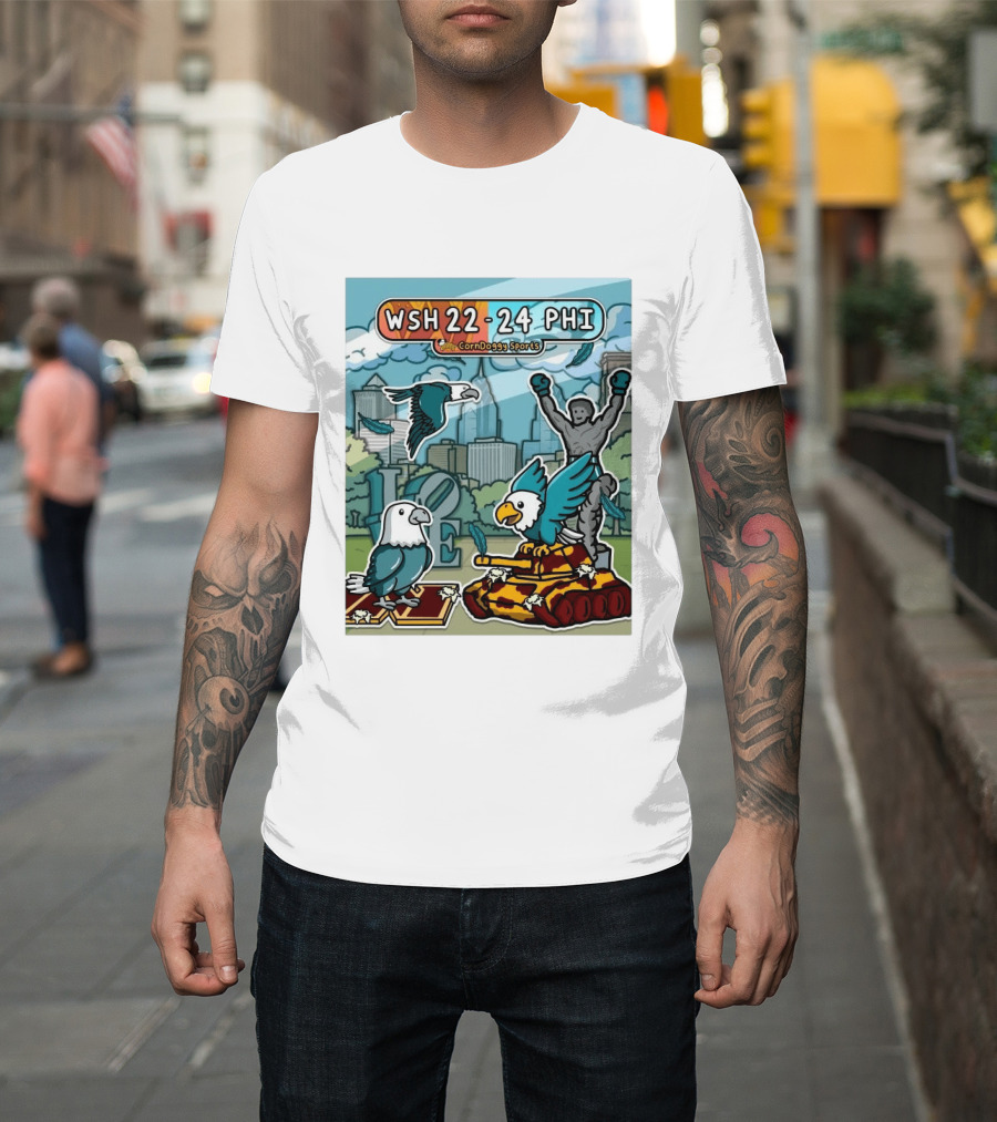 CornDoggy Sports WSH 22 24 PHI Washington Vs Philadelphia Eagles And Tank Scene T-Shirt