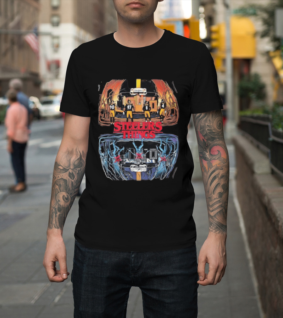 Pittsburgh Steelers Halloween Upside Down Stranger Things T-Shirt