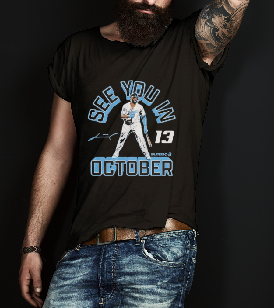 Junior Caminero See You In October Players 13 Signature Baseball T-Shirt