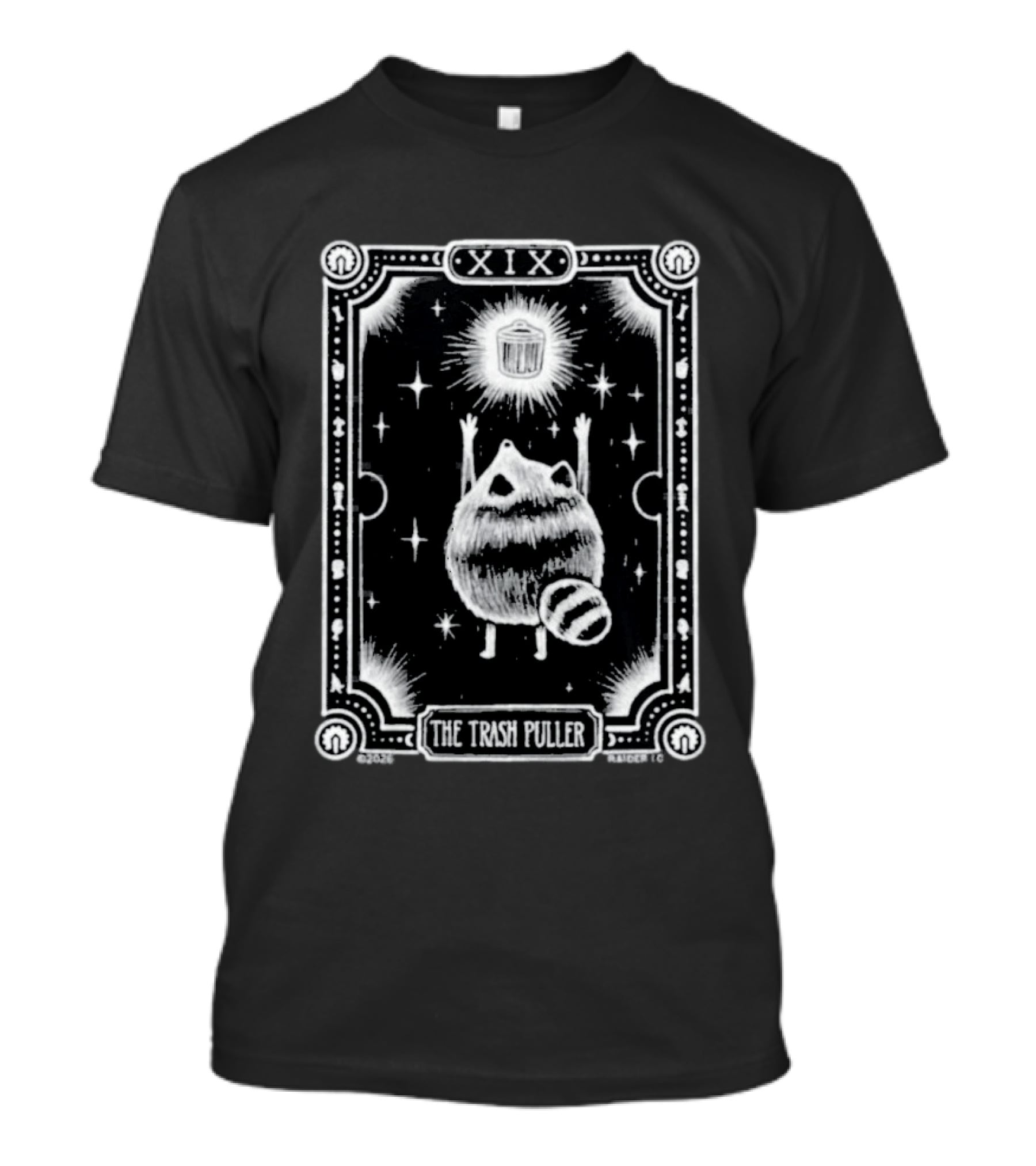Raider.Io Jimothy XIX The Trash Puller Raccoon Tarot Card T-Shirt