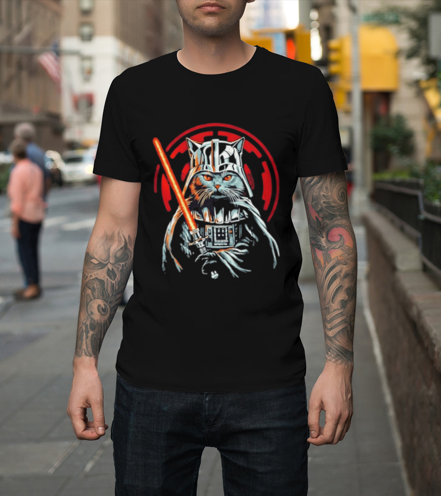 Darth Vader Cat Star Wars Sith Lord Lightsaber Iconic Mashup T-Shirt