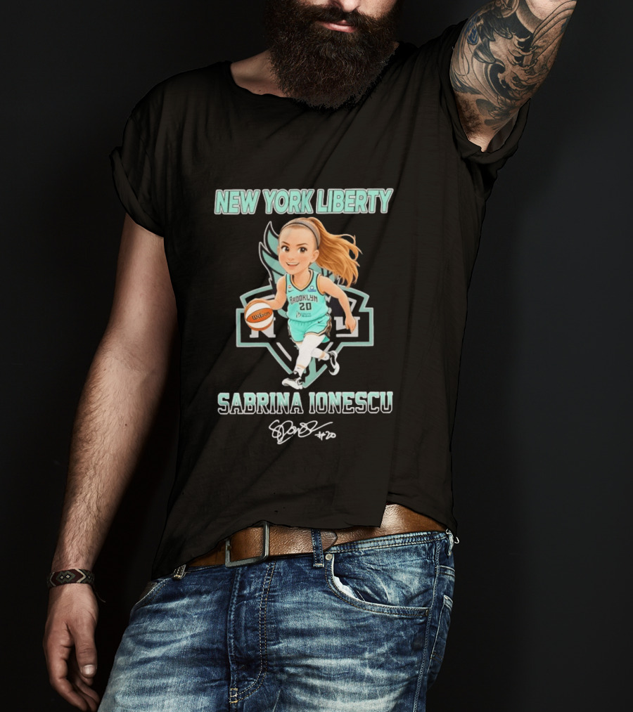 New York Liberty Sabrina Ionescu Brooklyn No 20 Chibi Basketball T-Shirt