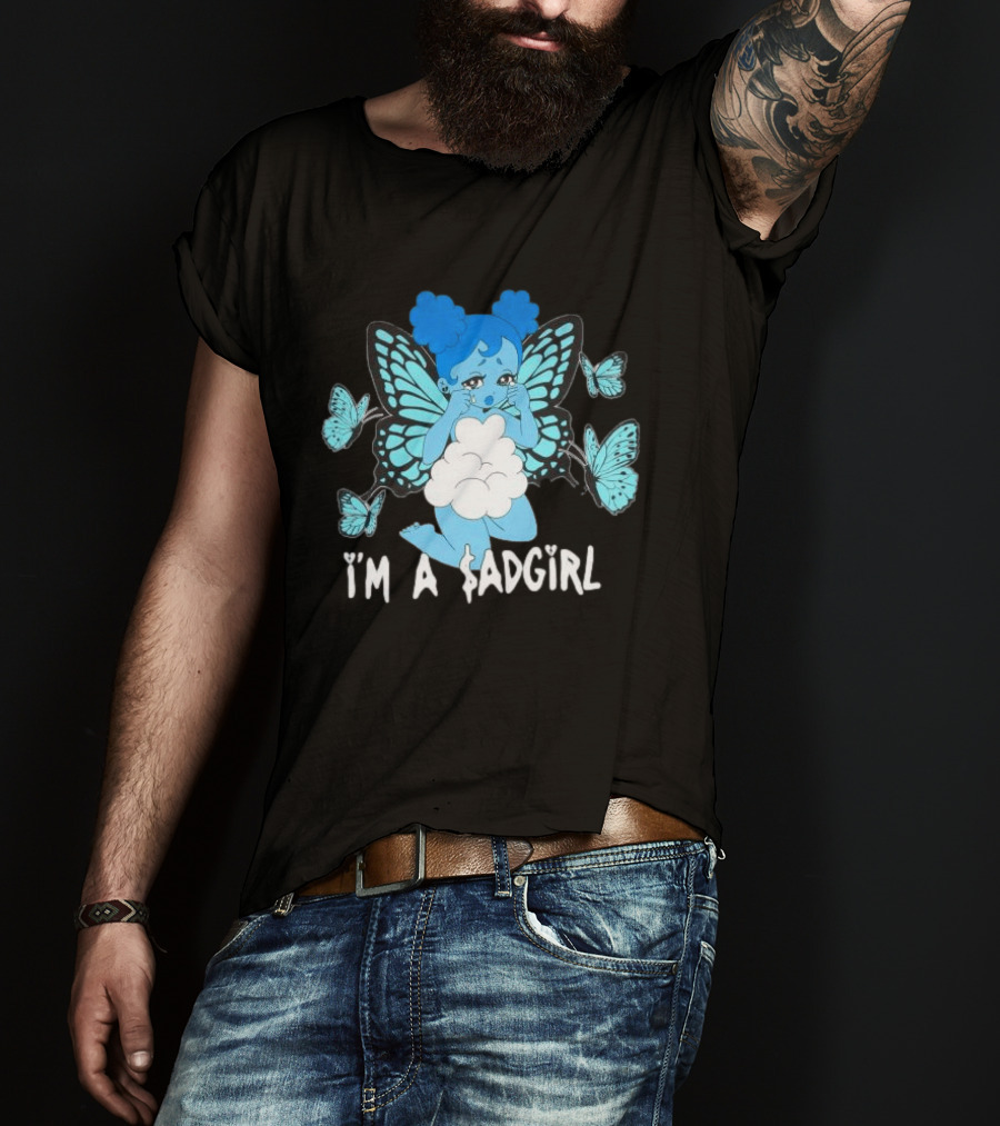 I'm A $ad Girl Blue Butterfly Sad Girlz Store Black T-Shirt