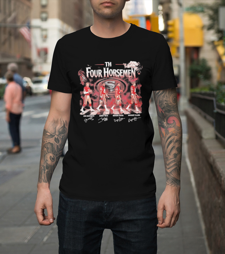 San Francisco 49ers The Four Horsemen Joe Montana Jerry Rice Roger Craig Dwight Clark Abbey Road Halloween T-Shirt