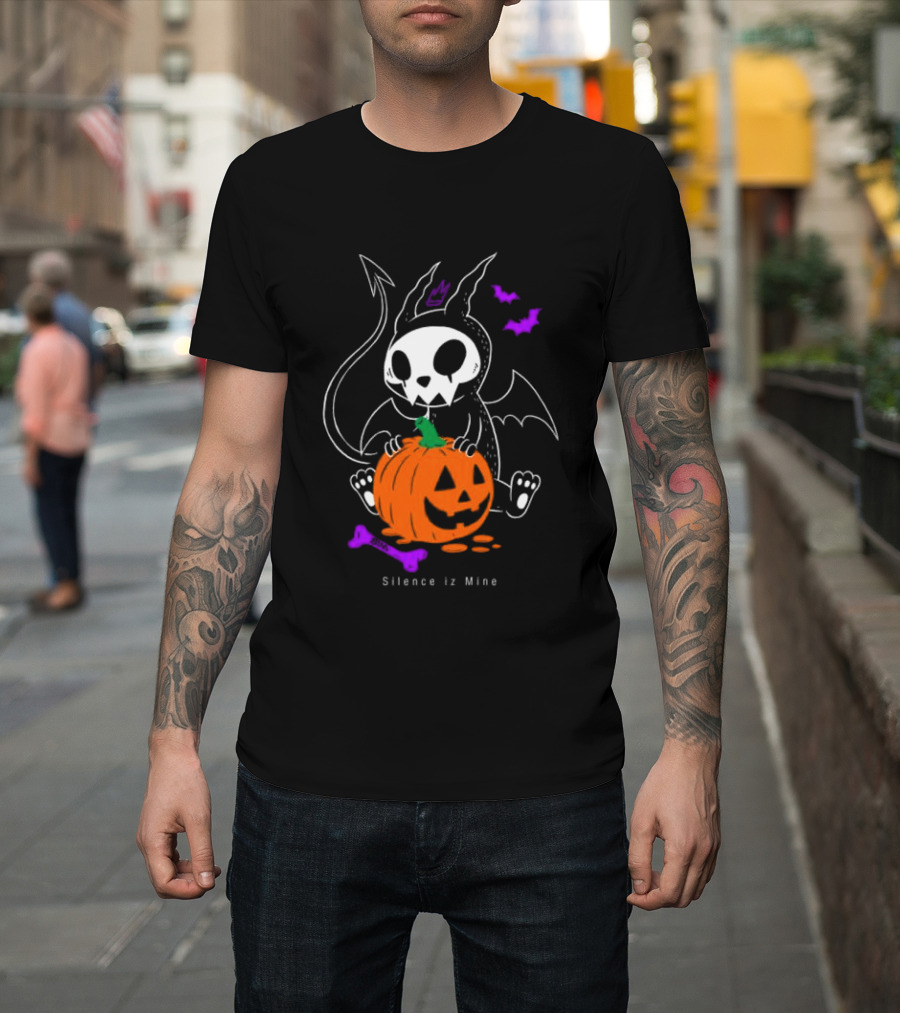 Silence Iz Mine Sim Store Rolling Cradle Black Purple Halloween Characters Pumpkin Bats T-Shirt