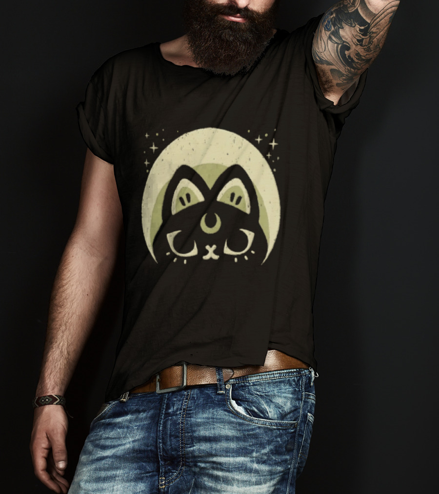 Half Moon Witchy Cat Lunar Magic Mystic Feline T-Shirt