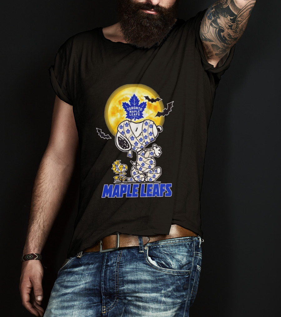 Toronto Maple Leafs Snoopy Woodstock Mummy Halloween Collaboration T-Shirt