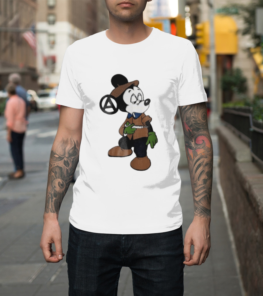 Bootleg Halftone Cartoon Mouse Anarchy Syringe T-Shirt