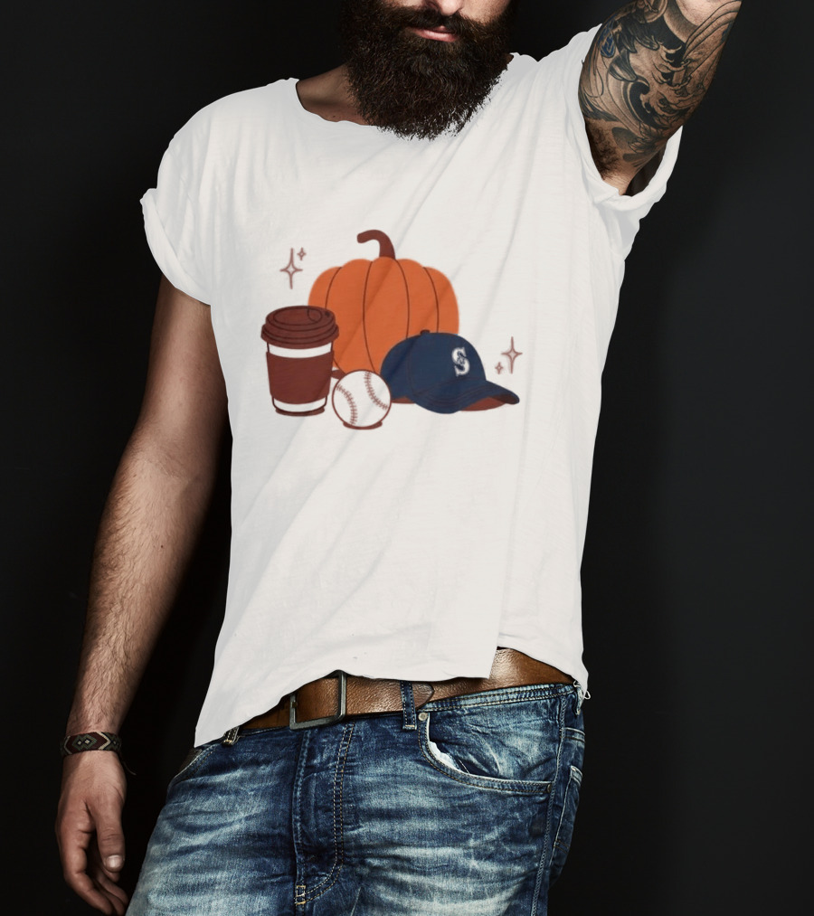 Mariners Pumpkinpalooza Coffee Baseball Cap Pumpkin T-Shirt