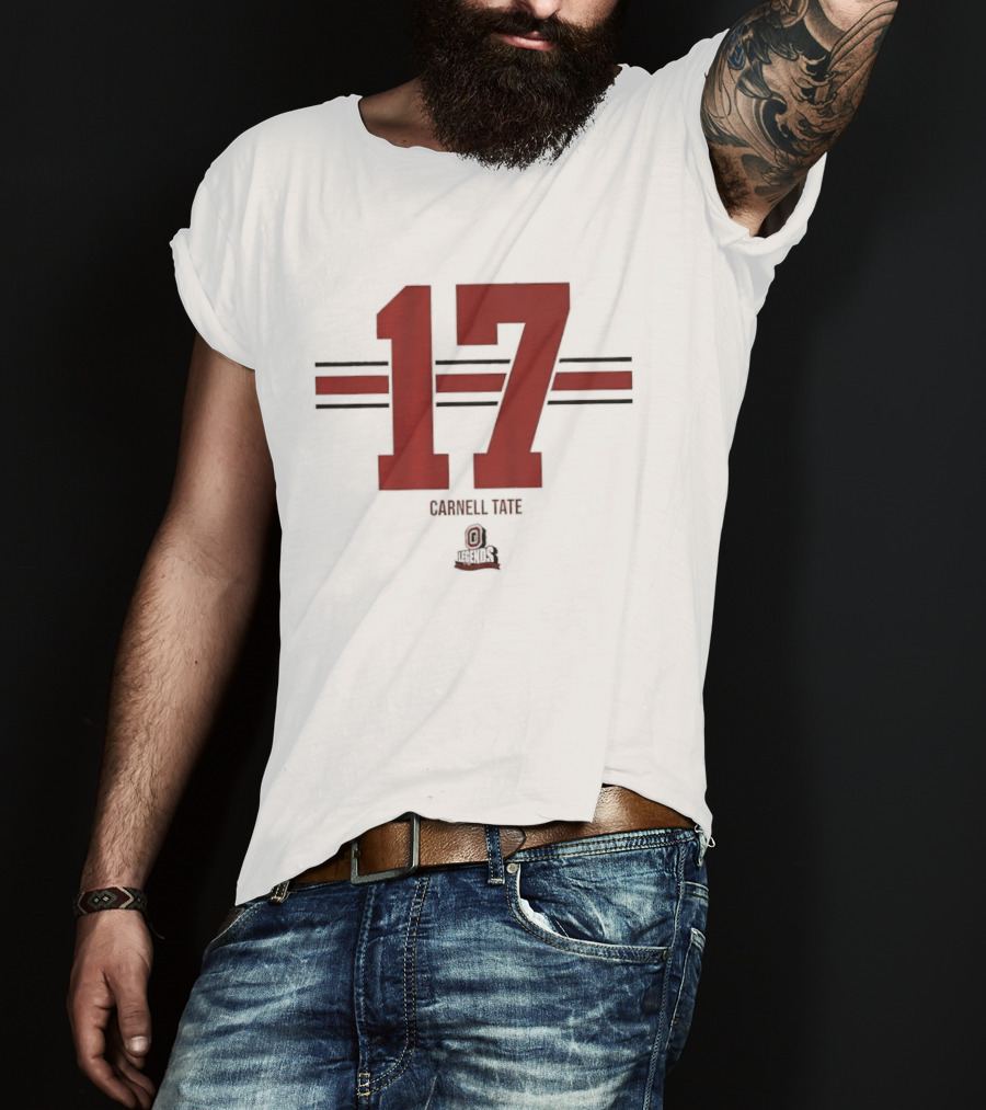 Ohio State Buckeyes Carnell Tate 17 Stripe Football T-Shirt