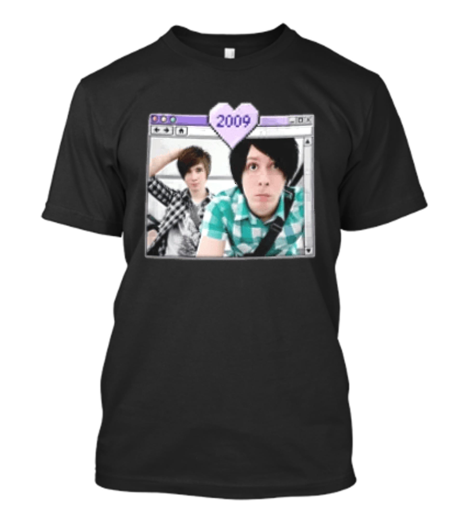 2009 Pixel Heart Icon Dan Howell Phil Lester In Computer Window T-Shirt