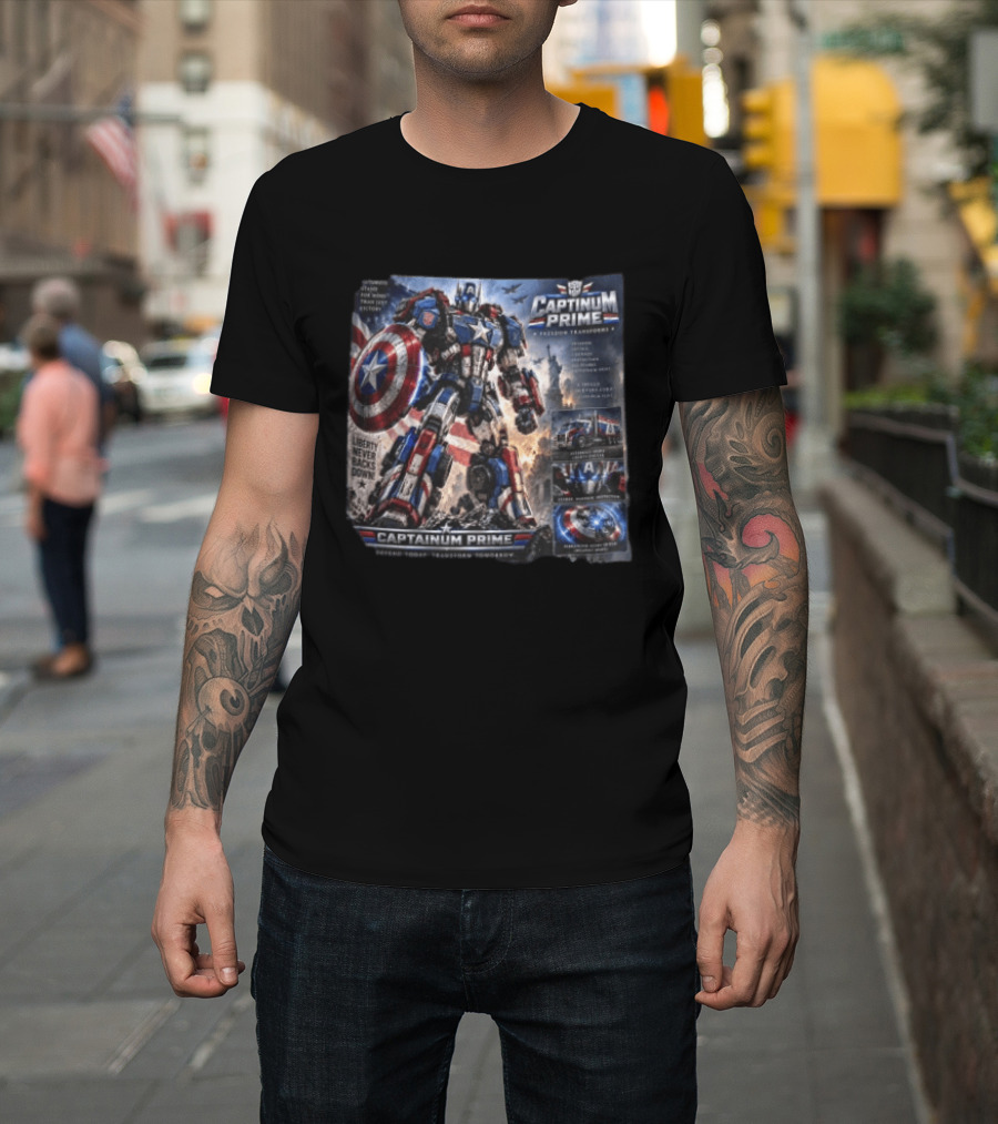 Captainum Prime Freedom Transforms Liberty Never Backs Down Transform Tomorrow T-Shirt