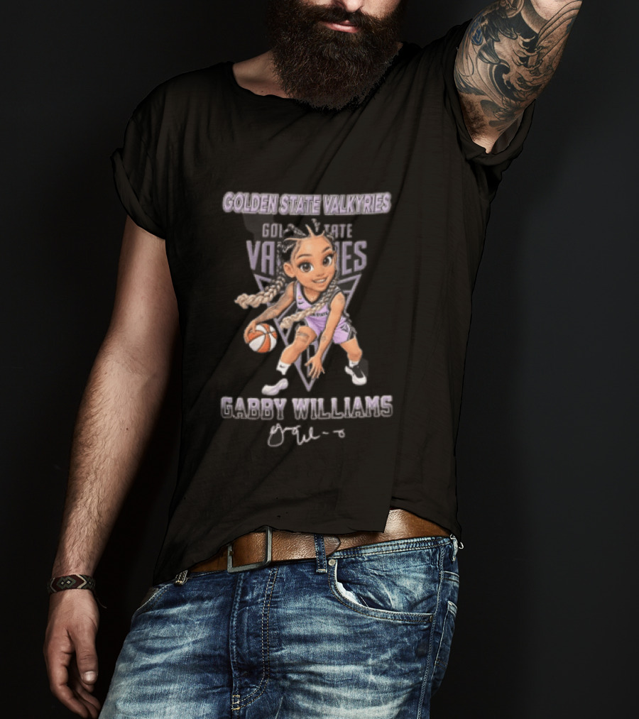 Golden State Valkyries Gabby Williams WNBA Cartoon Caricature Dribbling Basketball T-Shirt