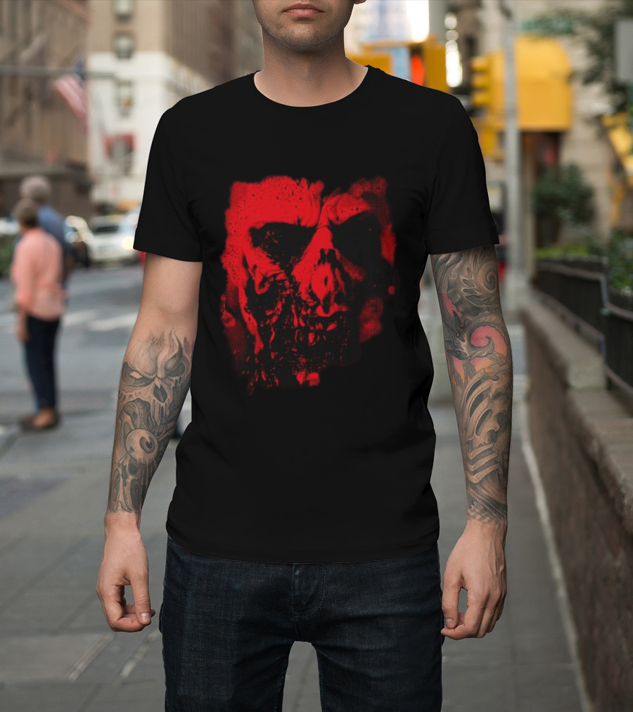 Heavy Spoilers Shop Infected Skull Horror Face T-Shirt