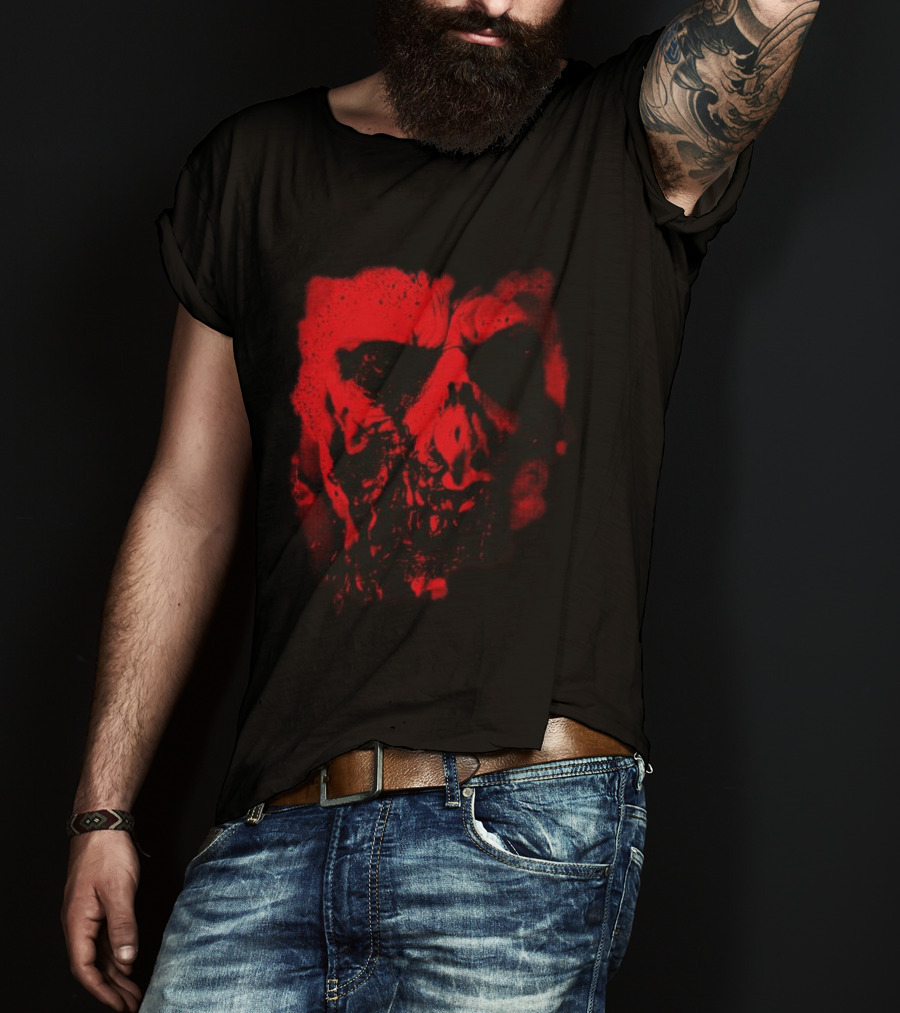Heavy Spoilers Shop Infected Skull Horror Face T-Shirt