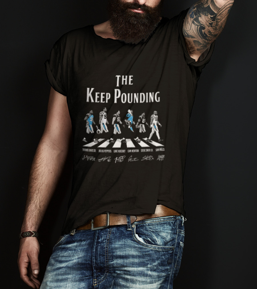 Carolina Panthers The Keep Pounding Thomas Davis Sr Julius Peppers Walking Crosswalk Roster Players T-Shirt