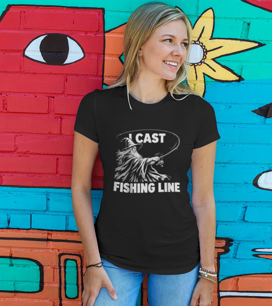 I Cast Fishing Line Wizard Angler Humor Fantasy Magic T-Shirt