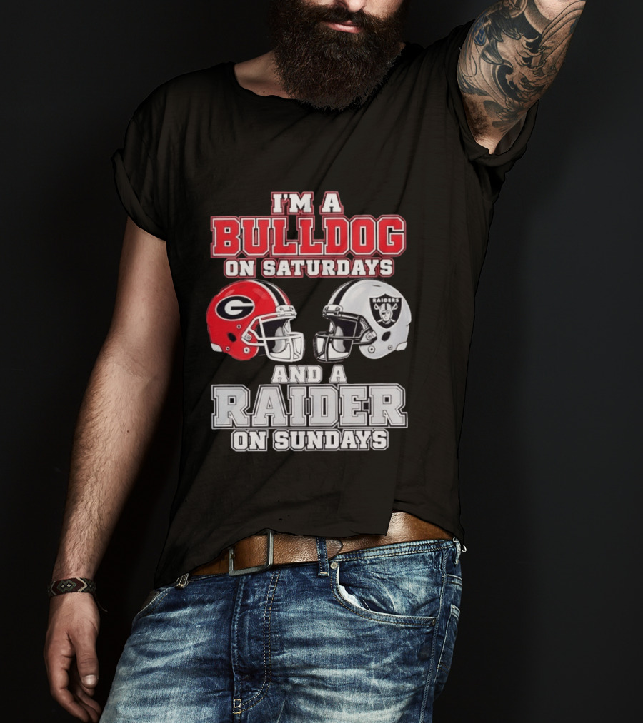 I'm A Bulldog On Saturdays And A Raider On Sundays Georgia G Helmet Raiders Helmet T-Shirt