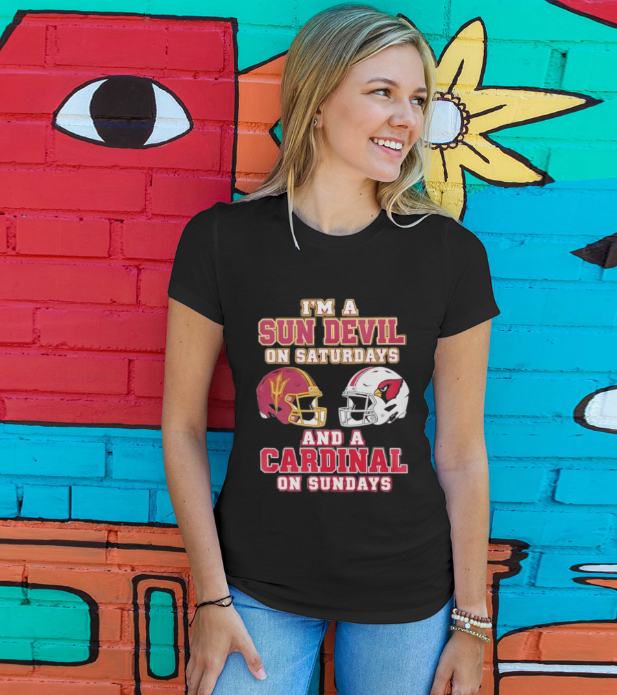 I'm A Sun Devil On Saturdays And A Cardinal On Sundays Helmet T-Shirt