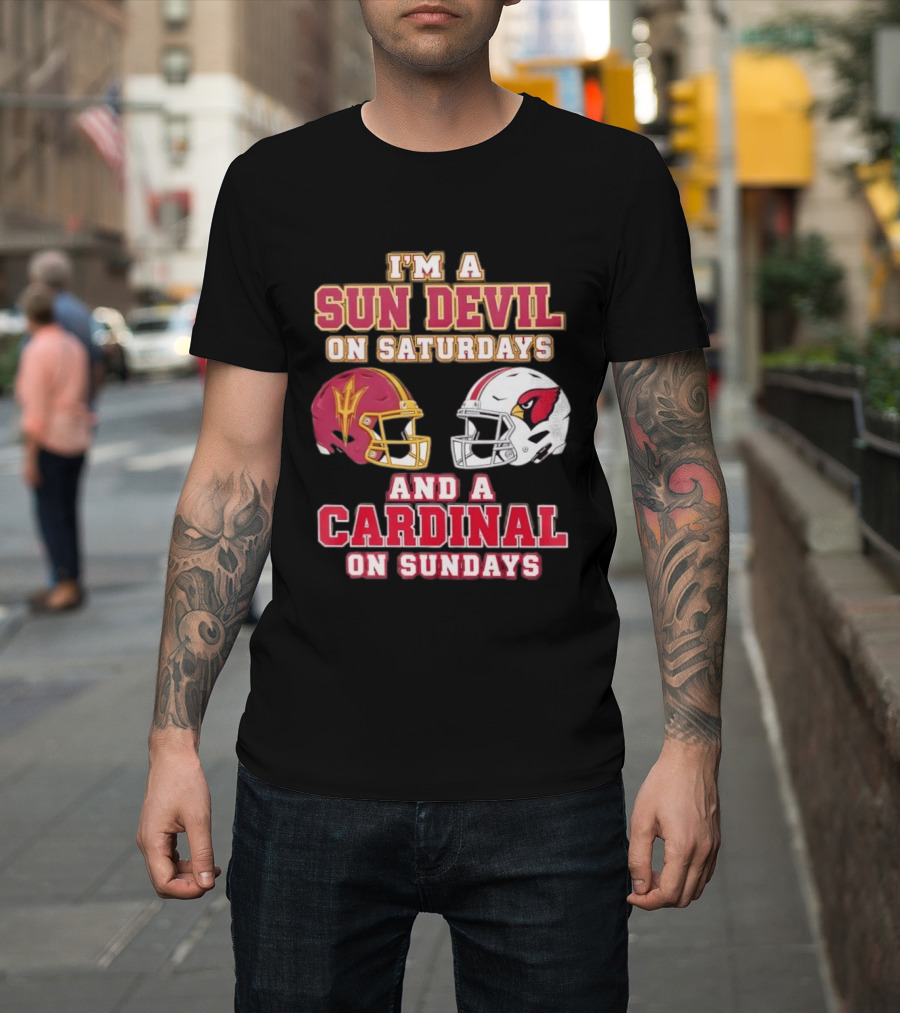 I'm A Sun Devil On Saturdays And A Cardinal On Sundays Helmet T-Shirt