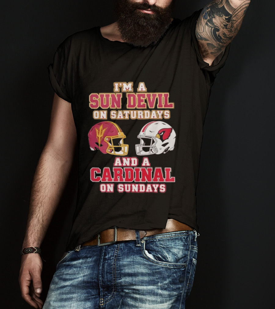 I'm A Sun Devil On Saturdays And A Cardinal On Sundays Helmet T-Shirt
