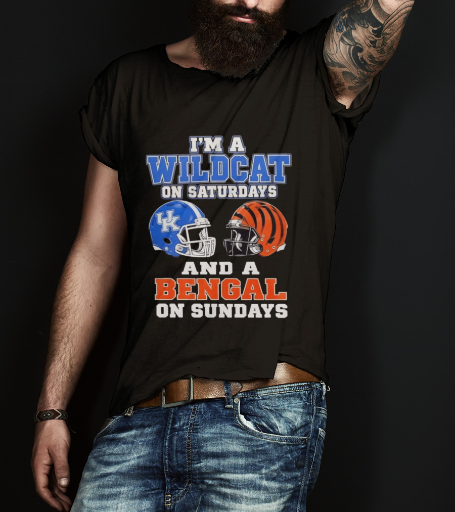 I'm A Wildcat UK Helmet Saturdays Bengal Helmet Sundays T-Shirt