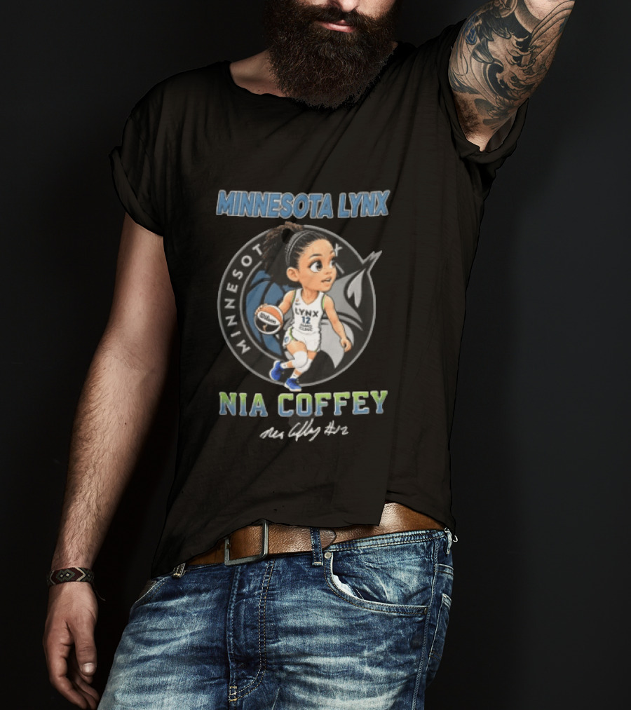 Minnesota Lynx Nia Coffey Cartoon Caricature Player Dribbling #12 T-Shirt