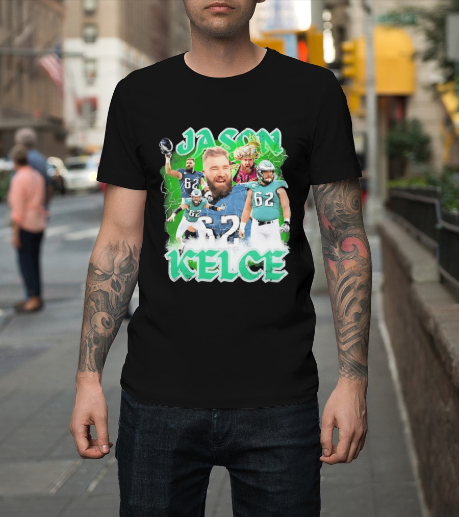 Jason Kelce 62 Philadelphia Eagles Vintage Style Football Fan T-Shirt