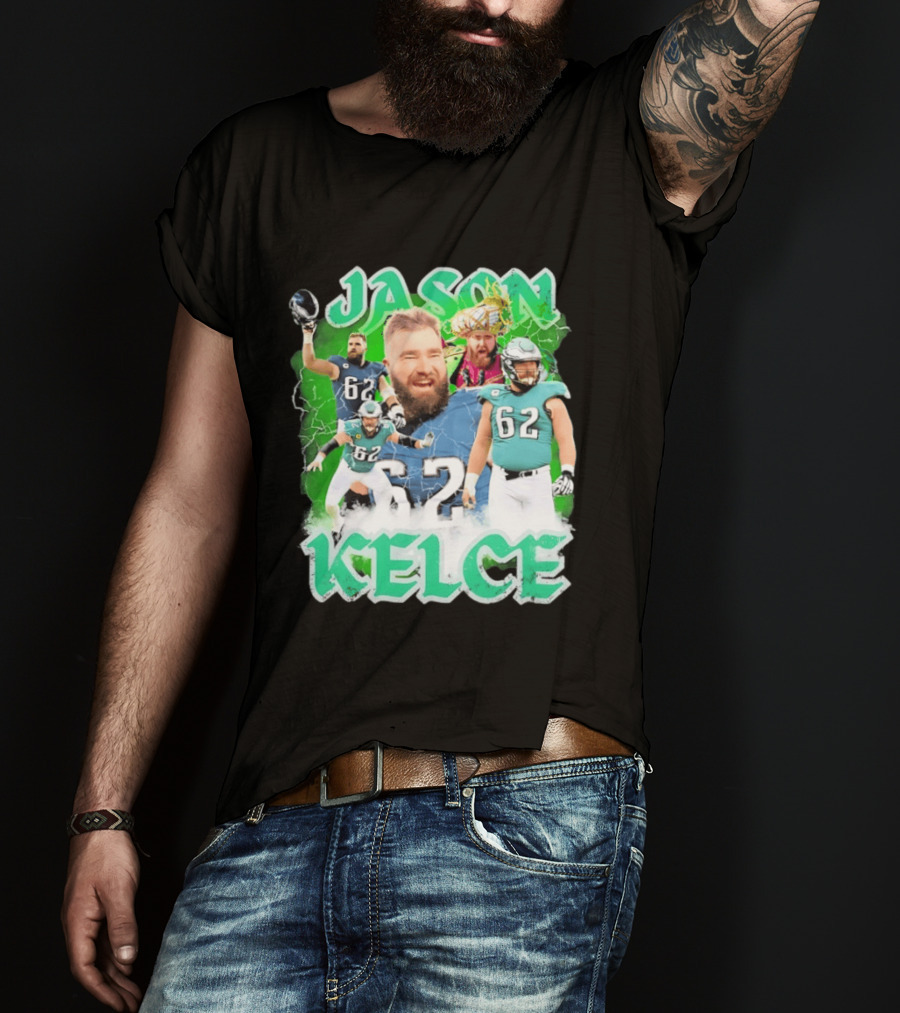 Jason Kelce 62 Philadelphia Eagles Vintage Style Football Fan T-Shirt