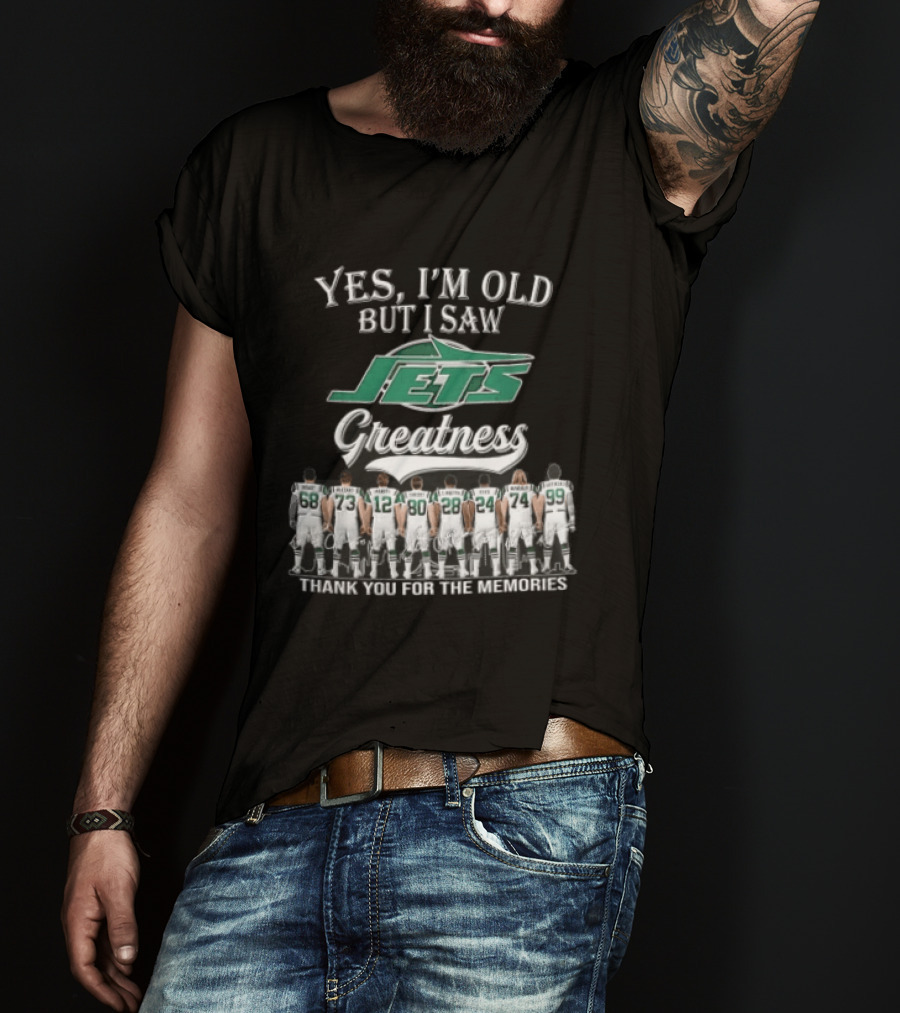 New York Jets Yes I'm Old But I Saw Greatness Thank You For The Memories Mawae Klecko Players Back View T-Shirt