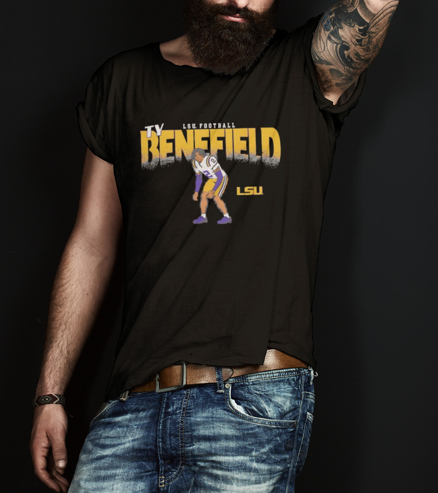 Ty Benefield No 2 LSU Football Tigers Paintbrush T-Shirt